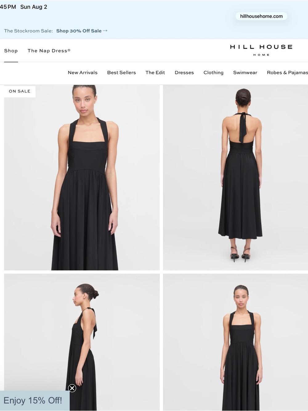 Hill House Black Sleeveless Maxi Dress with Wide Straps